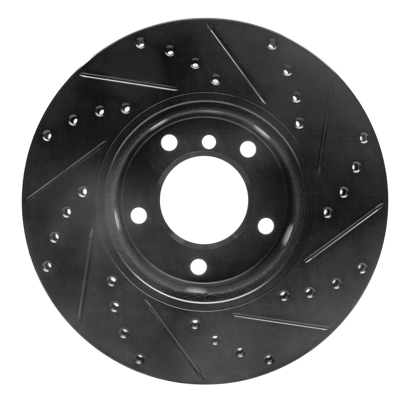 BMW 125i Brake Rotor (1) - Front Left - R1 Concepts - Drilled & Slotted - Black - `06-`13